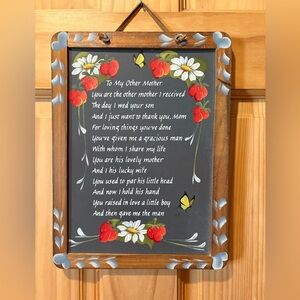 Handmade Rustic Floral Chalkboard Wall Art Poem detail